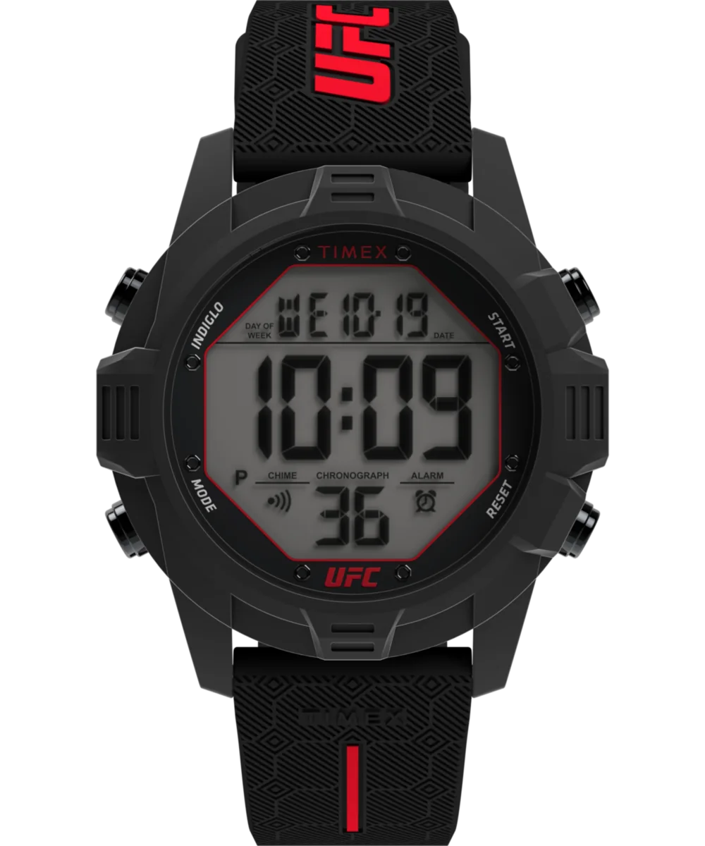 Timex UFC Brawler digital watch with black resin case and silicone strap