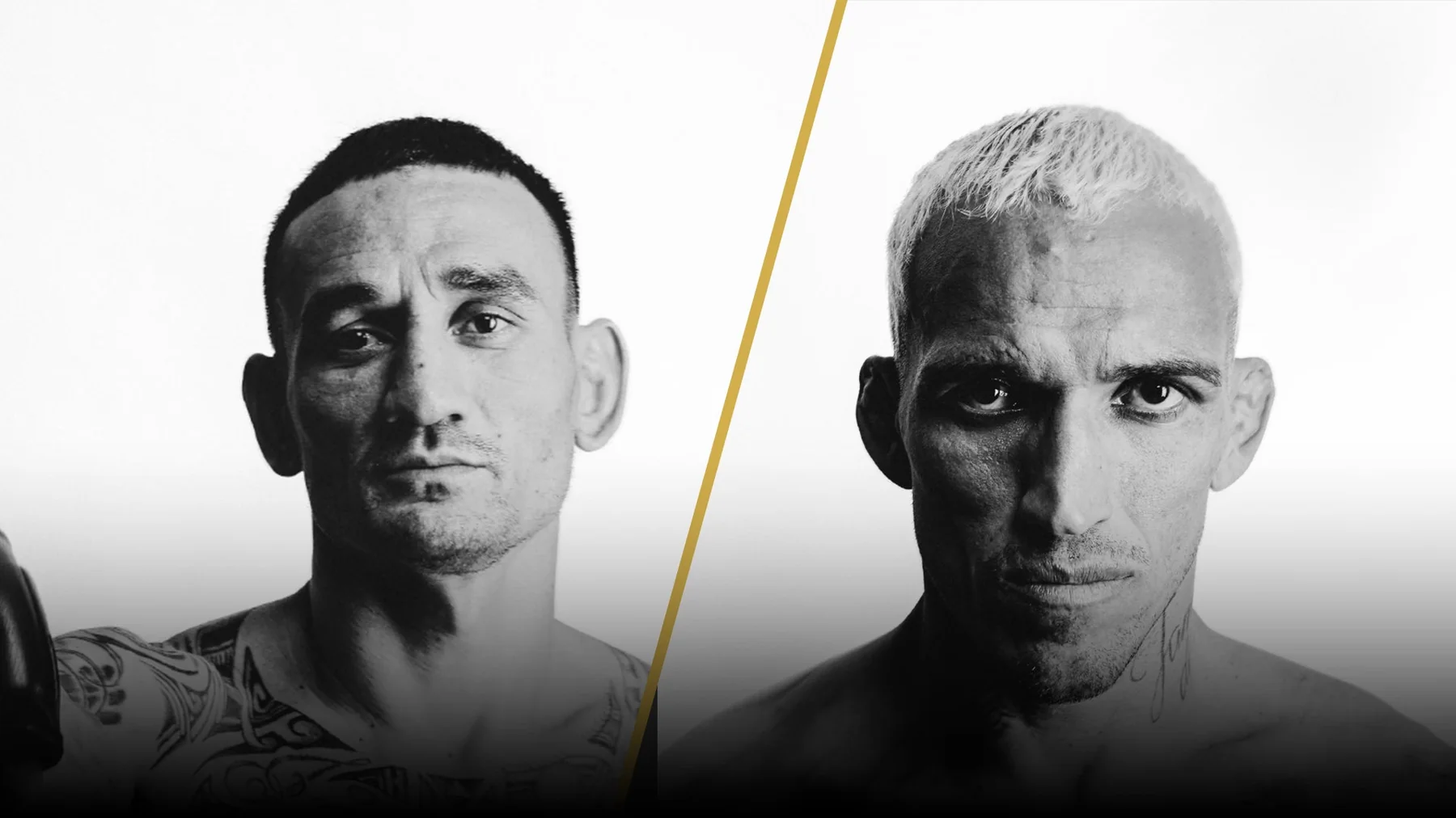 Max Holloway and Charles Oliveira in official portraits before UFC 326