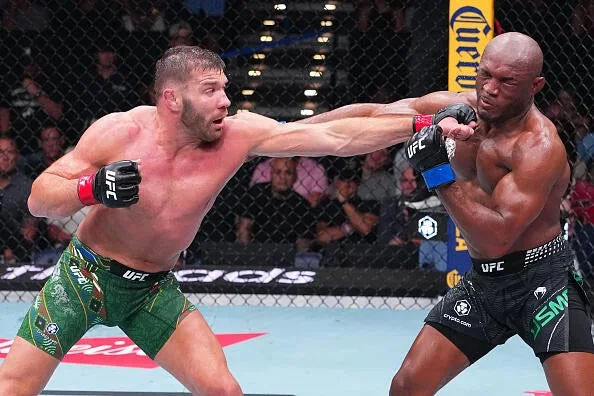 Dricus Du Plessis punches Kamaru Usman during UFC Fight Night in Oklahoma City