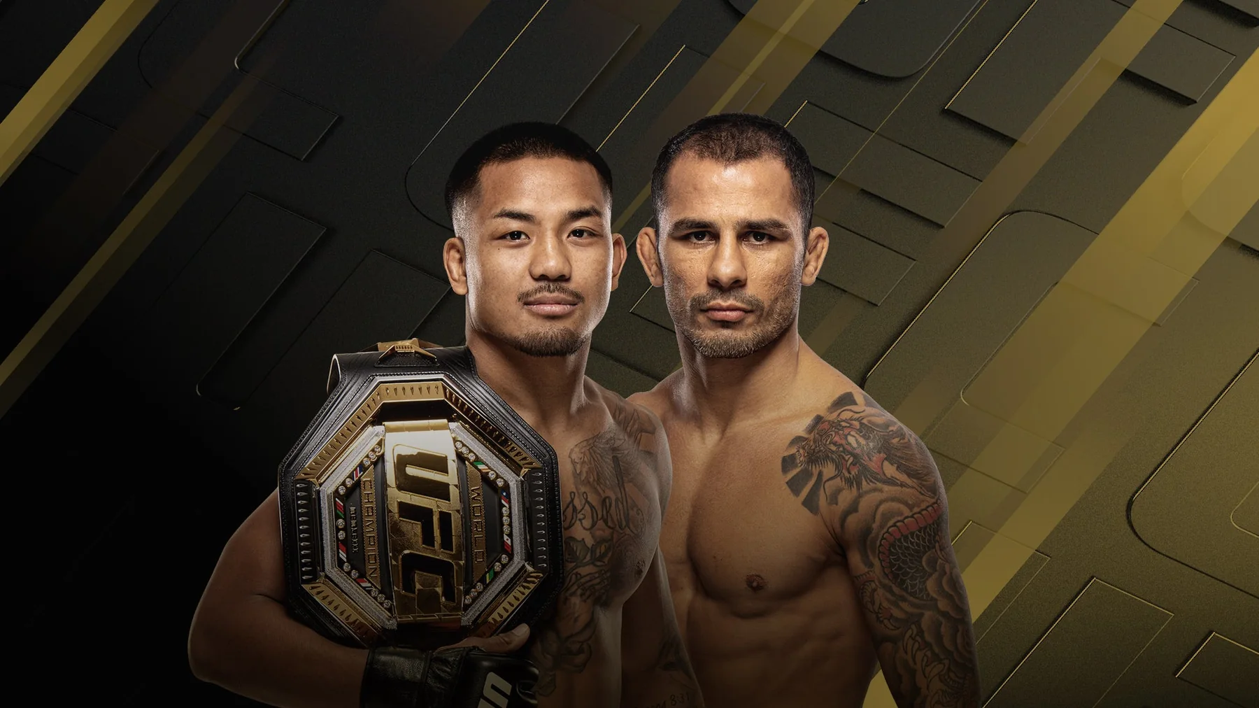 Joshua Van and Alexandre Pantoja on an official UFC 331 title-fight poster