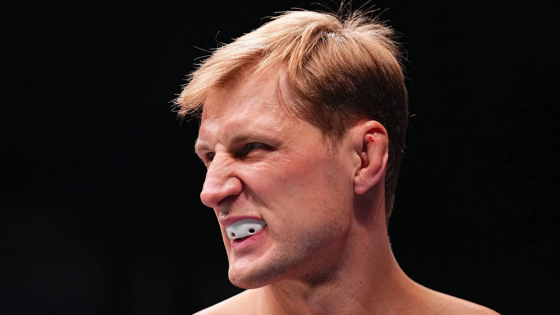 Alexander Volkov pictured inside the UFC Octagon before a heavyweight bout