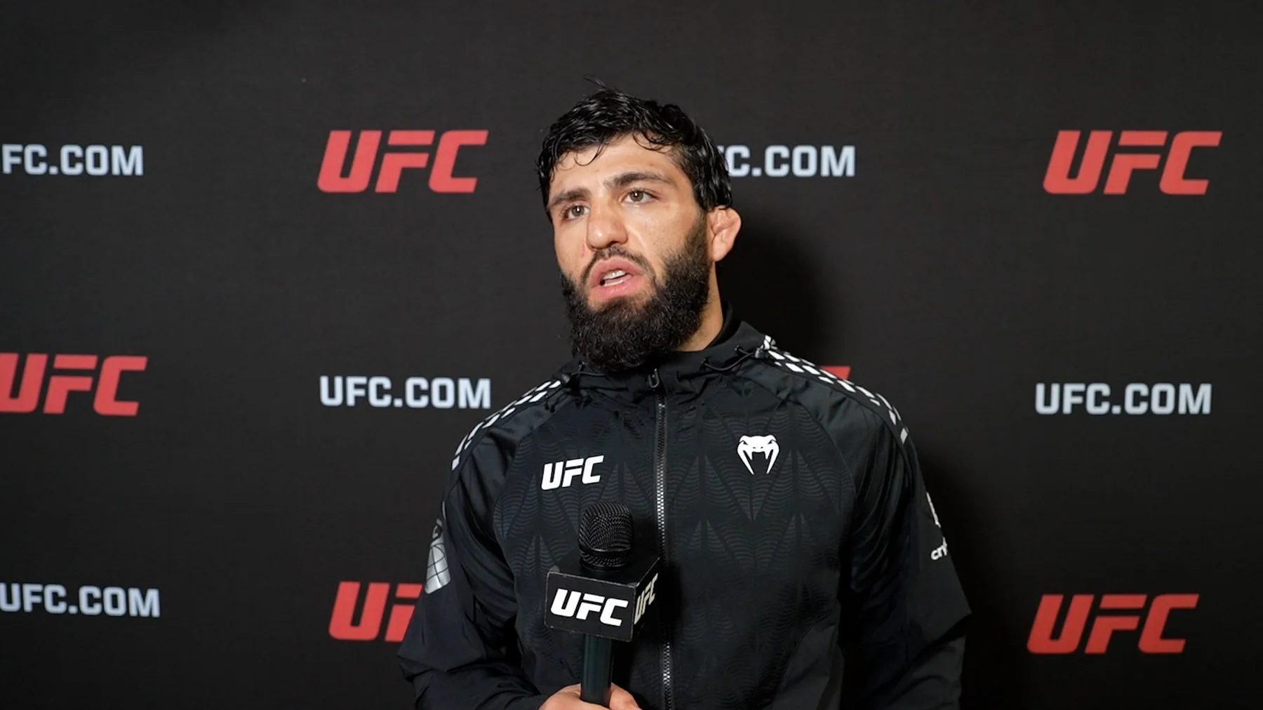 Arman Tsarukyan speaking during an official UFC post-fight interview