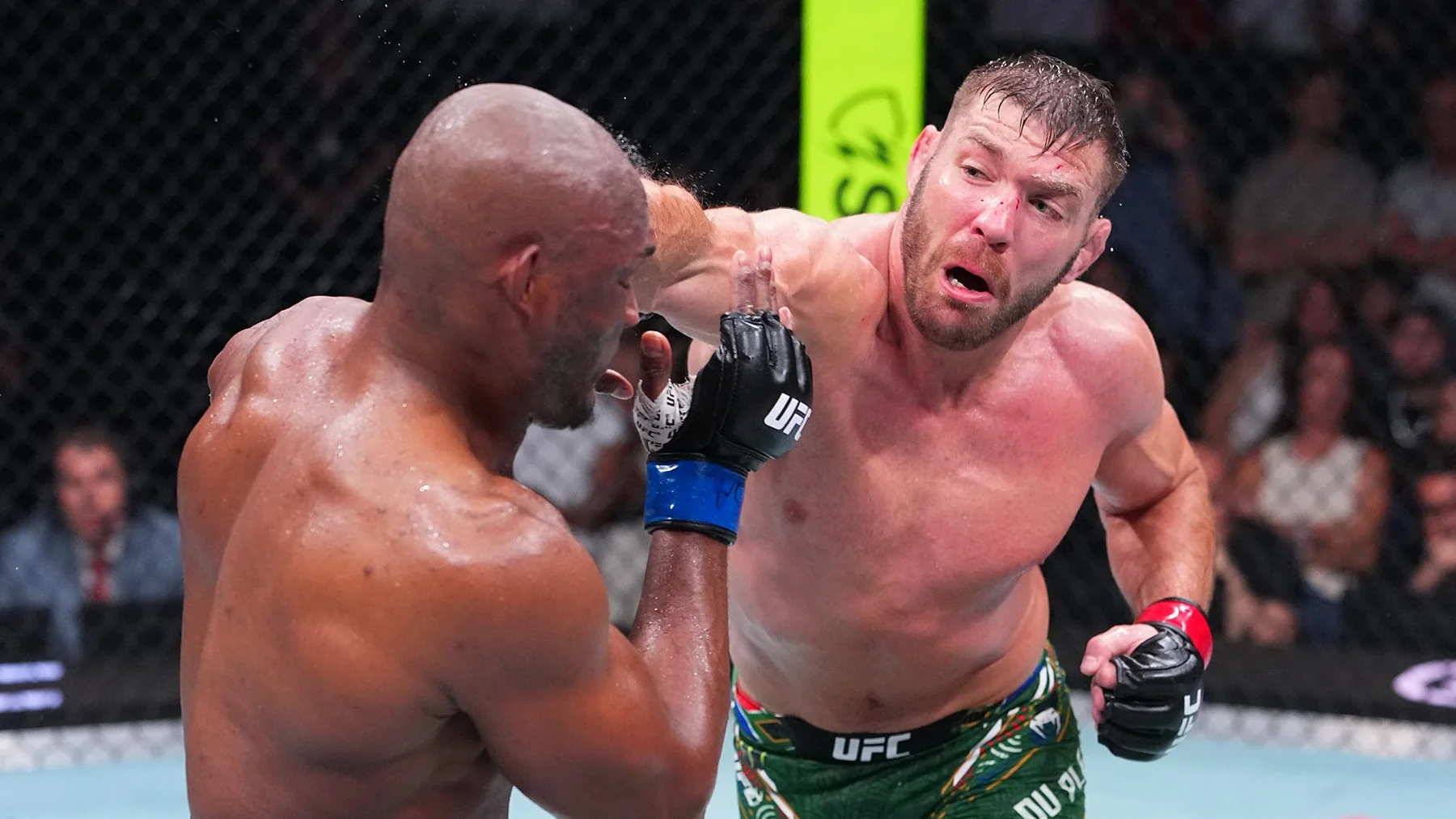 Dricus Du Plessis landing a right hand during a UFC middleweight bout