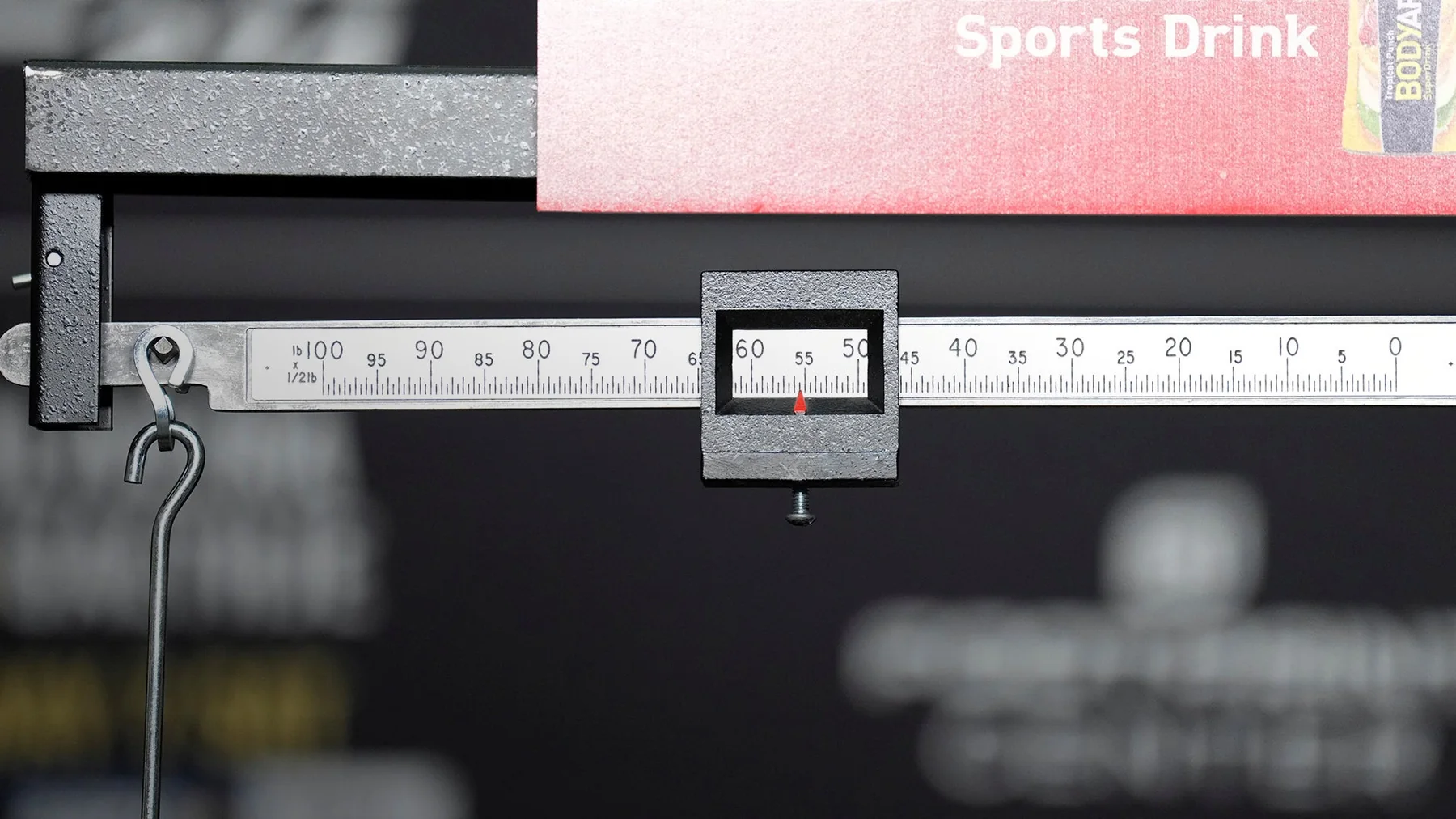 Close view of the beam scale used during a UFC weigh-in